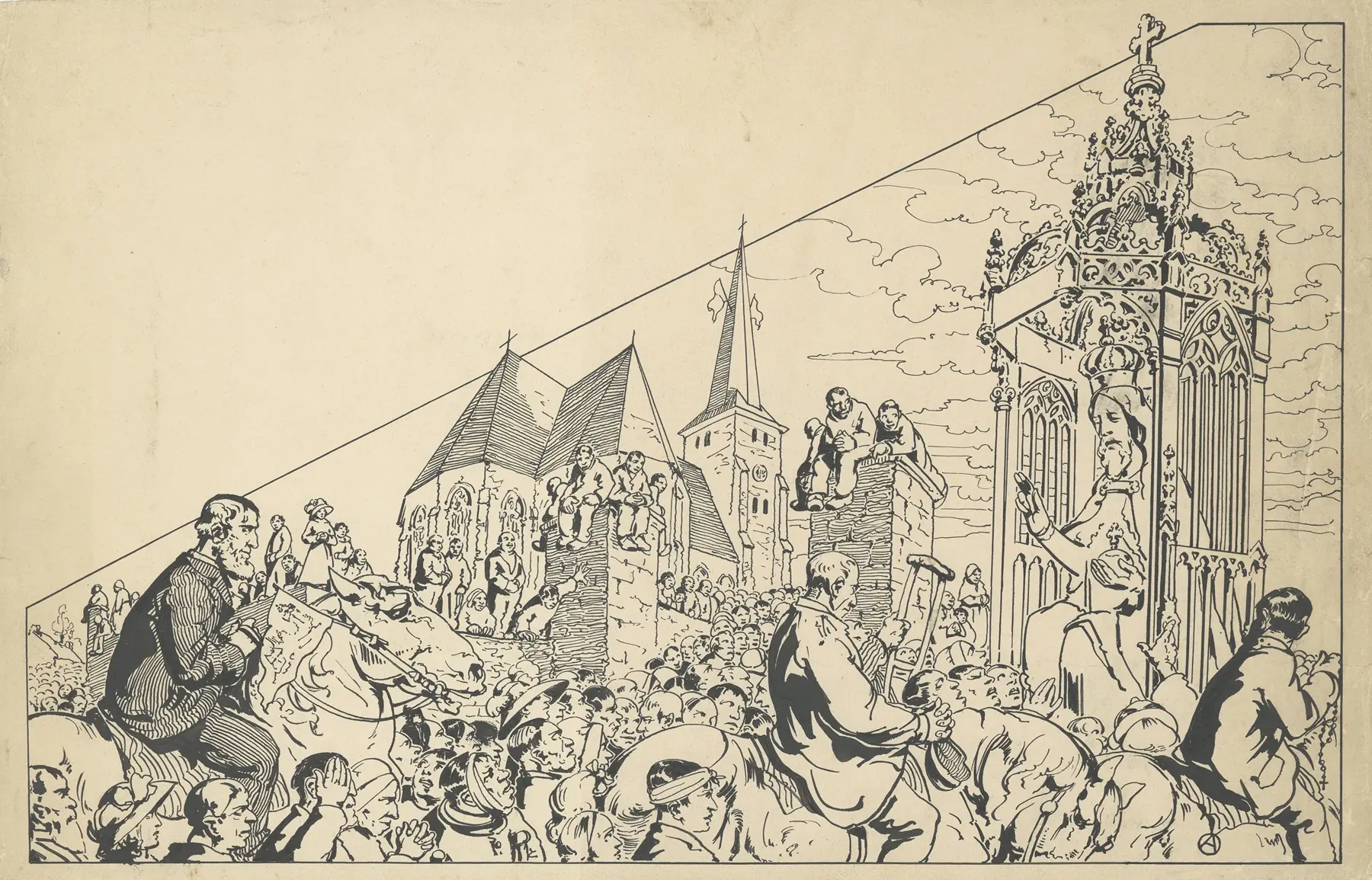 Ontwerp van het vaantje van Mirakuleus beeld van den Zaligmaker ( Bedevaart van Hakendover )